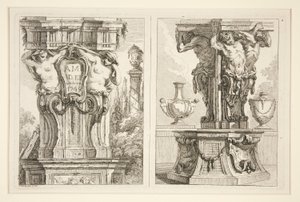 Dos diseños de capiteles decorativos de Charles Dominique Joseph Eisen