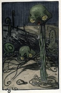 Un habitante del planeta Marte. Ilustración de M. Dudouyt (1885-1946) para la novela de Herbert George Wells (1866-1946) "La guerra de los mundos". de Charles Dudouyt