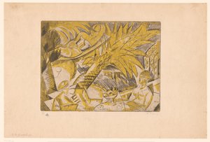 Figuras para tomar el sol bajo una palmera A la Guadeloupe (título sobre objeto) de Charles Dufresne (signed by artist)