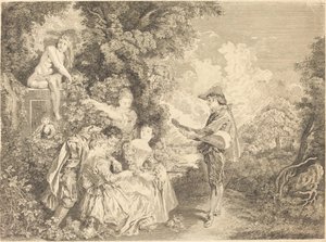 Lección de amor de Charles Dupuis after Antoine Watteau