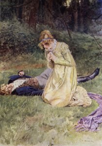 Ilustración para The Amateur Gentleman de Jeffery Farnol (litografia en color) de Charles Edmund (after) Brock