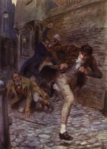 Ilustración para The Amateur Gentleman de Jeffery Farnol (litografia en color) de Charles Edmund (after) Brock