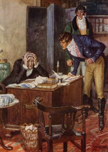 Ilustración para The Amateur Gentleman de Jeffery Farnol (litografia en color) de Charles Edmund (after) Brock