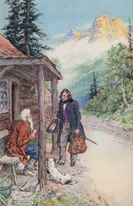 Ilustración para La Gran Cara de Piedra de Nathaniel Hawthorne de Charles Edmund Brock