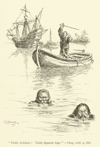 Ilustración para Westward Ho! por Charles Kingsley (grabado) de Charles Edmund Brock