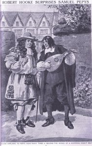 Robert Hooke sorprende a Samuel Pepys de Charles Edmund Brock