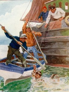 Los dos hombres en el bote comenzaron frenéticamente a golpear y cavar en un objeto repugnante de Charles Edmund Brock
