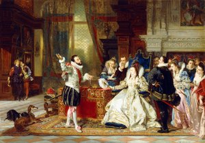 Sir Walter Raleigh y la reina Isabel de Charles Edouard Boutibonne