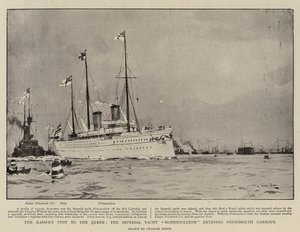 La Visita del Kaiser a la Reina, el Yate Imperial Hohenzollern entrando en el Puerto de Portsmouth de Charles Edward Dixon