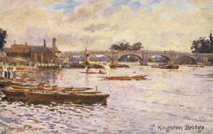Río Támesis: Puente de Kingston (litografía en color) de Charles Edwin Flower