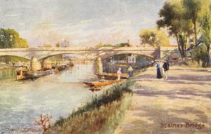 Río Támesis: Staines Bridge (litografía en color) de Charles Edwin Flower