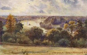 Río Támesis: Vista desde la terraza Richmond Hill (litografía en color) de Charles Edwin Flower