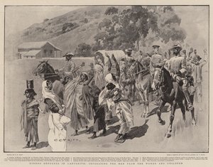 Refugiados hindúes en Ladysmith, separando a los hombres de las mujeres y los niños de Charles Edwin Fripp