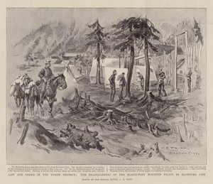 Ley y orden en el distrito de Yukon, la sede de la Policía Montada del Noroeste en Klondyke City de Charles Edwin Fripp