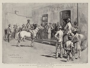 En el camino a Bulawayo, vendiendo caballos en subasta en Mafeking de Charles Edwin Fripp