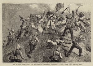 La Campaña Afgana, el Quincuagésimo Noveno Regimiento asaltando una Colina cerca del Paso Sebundi de Charles Edwin Fripp