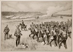 Los Voluntarios Imperiales de la Ciudad de Londres apoyando el flanco izquierdo del General Hamilton en la acción en Doornkop el 29 de mayo de 1900 de Charles Edwin Fripp