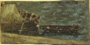 Barcos amarrados, hacia 1870 (óleo sobre lienzo) de Charles Emile Cuisin