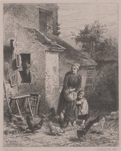 Un rincón del patio, o Un Coin de Cour de Charles Emile Jacque