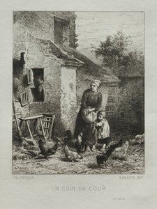 Un rincón del patio de Charles Emile Jacque