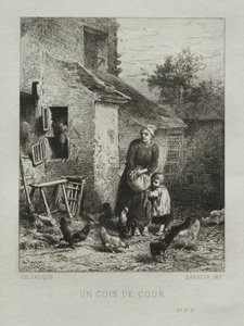 Un rincón del patio de Charles Emile Jacque