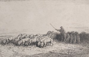 Una manada de cerdos, 1850 de Charles Emile Jacque