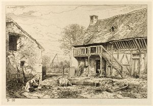 Patio de una vivienda campesina de Charles Emile Jacque