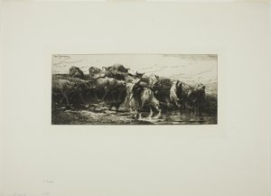 Vacas Bebiendo del Río de Charles Emile Jacque