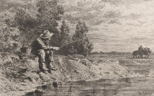 Pescando Róbalos, 1865 de Charles Emile Jacque
