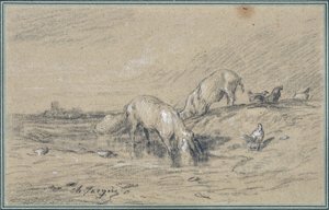 Manada de cerdos de Charles Emile Jacque