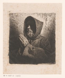 Cabeza de un monje barbudo rezando de Charles Emile Jacque