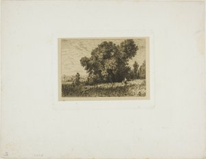 Paisaje de la isla de Aligre, con dos mujeres de Charles Emile Jacque