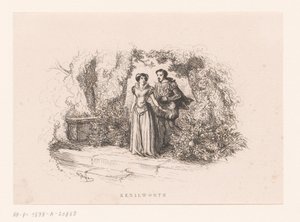 pareja en un jardín Kenilworth (título sobre el objeto) de Charles Emile Jacque
