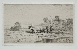 Paisaje, trabajadores de Charles Emile Jacque
