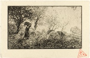 Paisaje y animales de Charles Emile Jacque