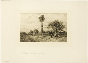 Paisaje con camino curvo de Charles Emile Jacque