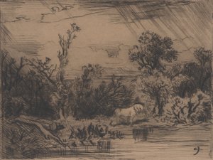 Paisaje con tormenta de Charles Emile Jacque