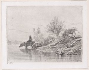 Paisaje con ganado, 1848 de Charles Emile Jacque