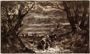 Hombre guiando un caballo, siglo XIX de Charles Emile Jacque