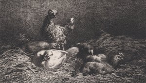 Poules, 1867 de Charles Emile Jacque