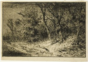 Camino al borde de un bosque de Charles Emile Jacque
