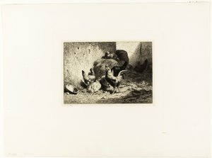 Gallo y gallinas de Charles Emile Jacque