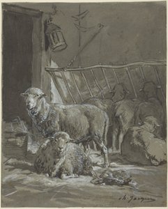 Ovejas en un pesebre de Charles Emile Jacque