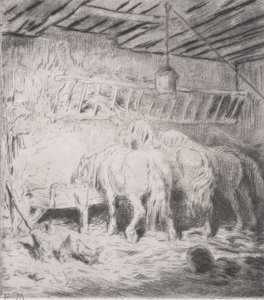 Establo, 1848 de Charles Emile Jacque