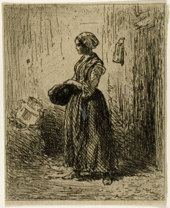 Mujer campesina de pie de Charles Emile Jacque