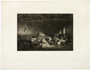 El gran redil, placa horizontal de Charles Emile Jacque