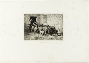 Las ovejas regresando a casa de Charles Emile Jacque