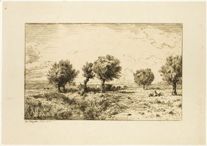 Sauces en un paisaje de Charles Emile Jacque