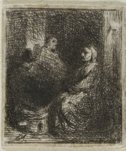 Mujer Vendiendo Comida Frita de Charles Emile Jacque