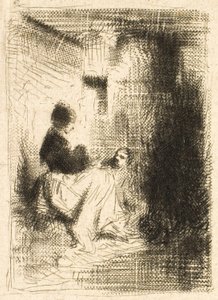 Mujer y sus hijos de Charles Emile Jacque
